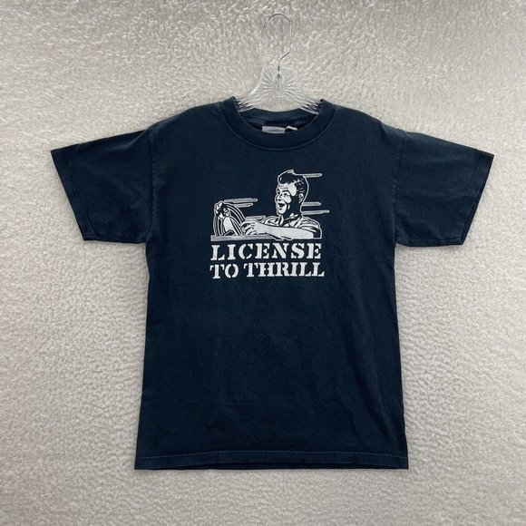 Optima Other - Y2K 2000s Optima Black License to Thrill Graphic Short Sleeve T-Shirt M Medium